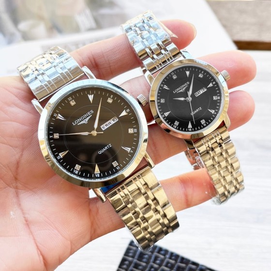 Longines Couple Watches, Original Imported Quartz Movement, Mineral Glass Crystal, 316L Stainless Steel Case, Men's Diameter 40mm, Women's Diameter 30mm, Thickness 8mm